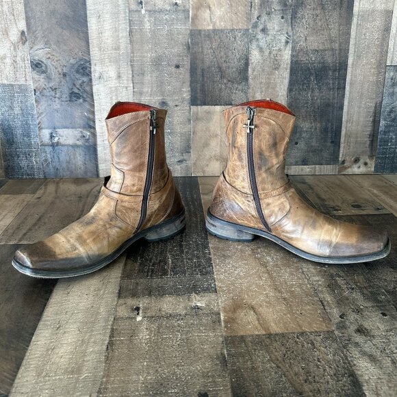 Mark Nason Italy 67179 Cross Side Zip Square Toe Ankle Boots Mens 10.5 - Picture 11 of 12